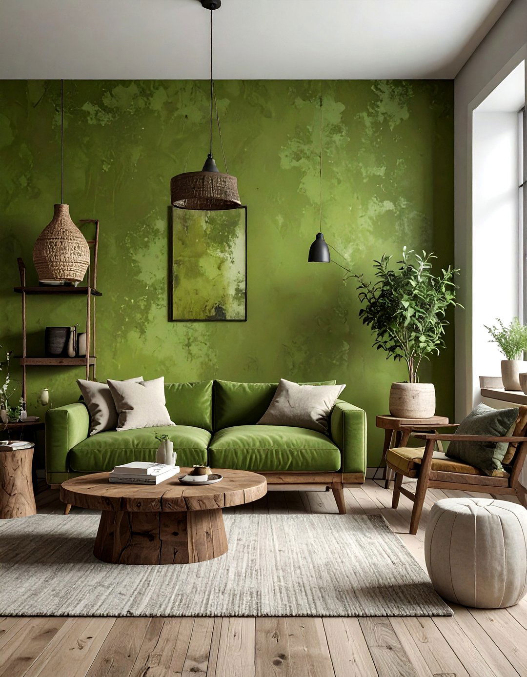 Lime wash green wall - 30 living room green walls