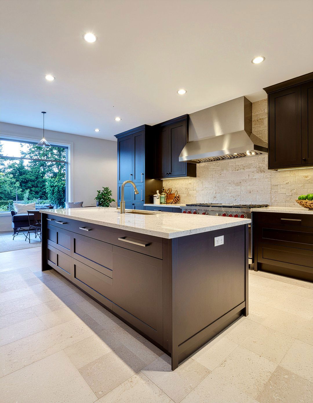 Limestone And Dark Wood Kitchen - 30 kitchen material mixing ideas