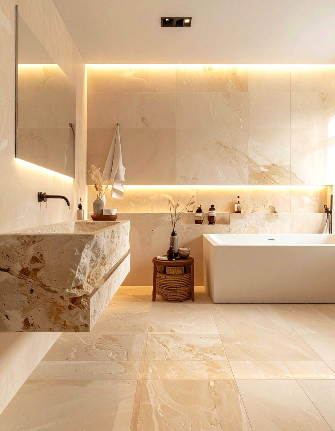 Limestone Look Vinyl - 30 bathroom vinyl flooring ideas