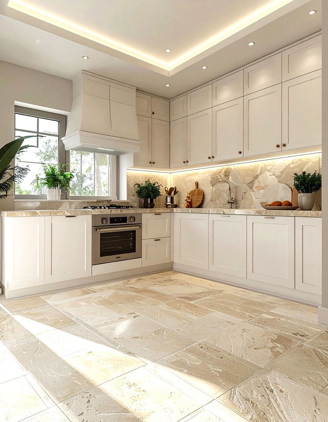 Limestone Tile - 30 kitchen floor design ideas