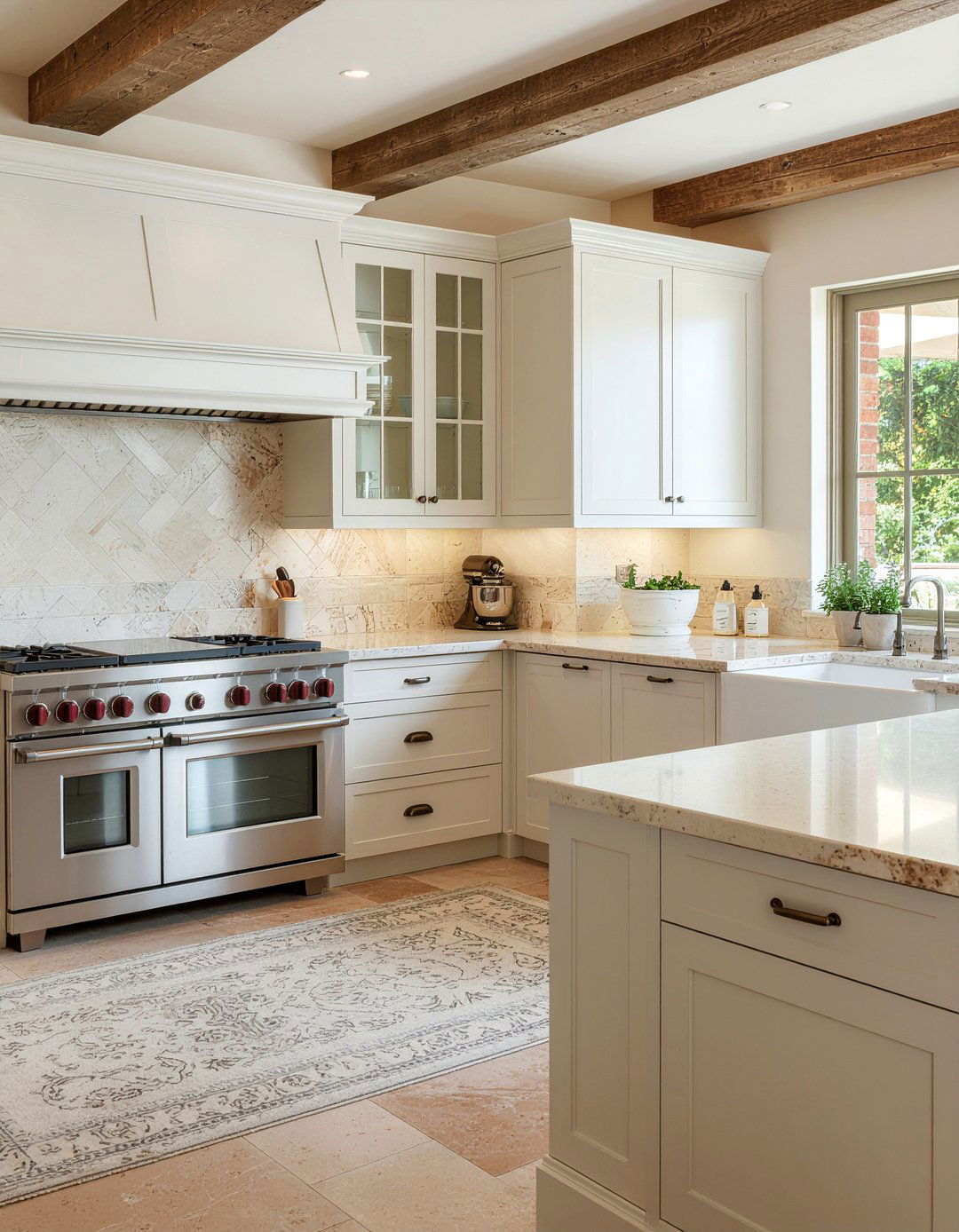 Limestone and ash wood kitchen - 30 mixed material kitchen ideas