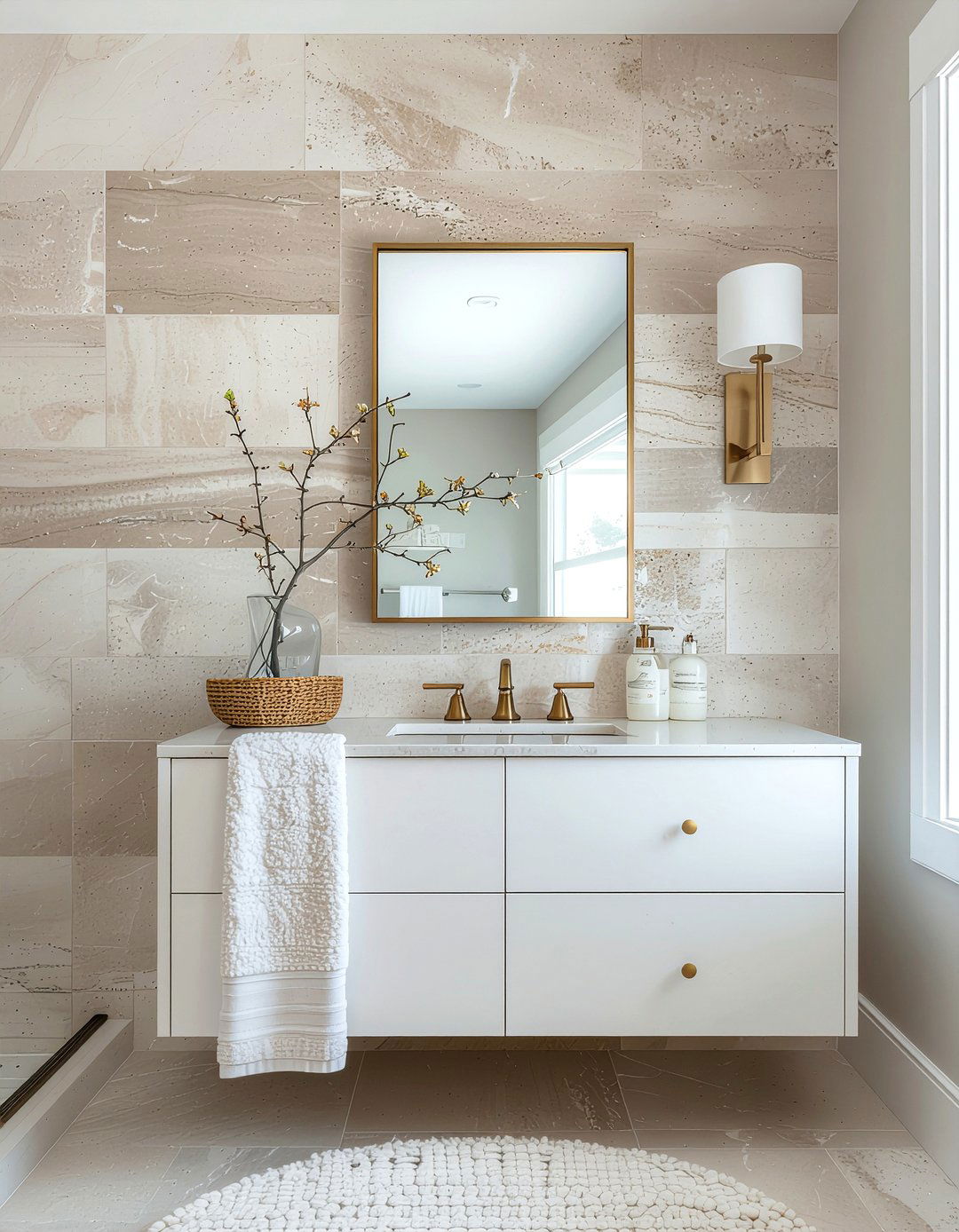 Limestone bathroom wall - 30 bathroom textured wall ideas