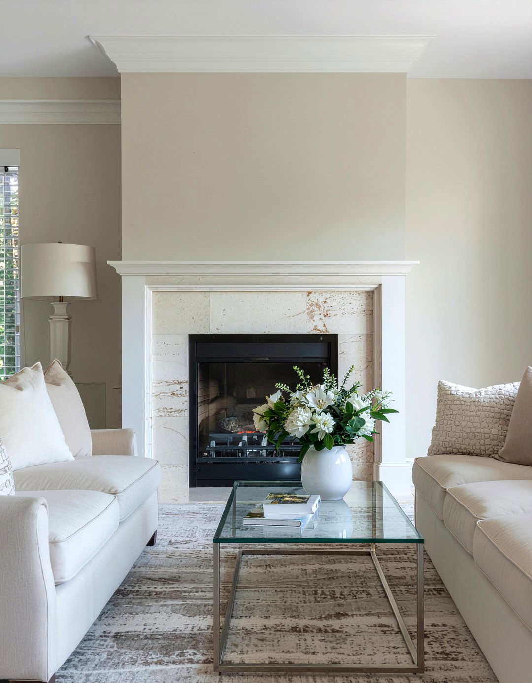 Limestone fireplace - 30 living room modern fireplace ideas