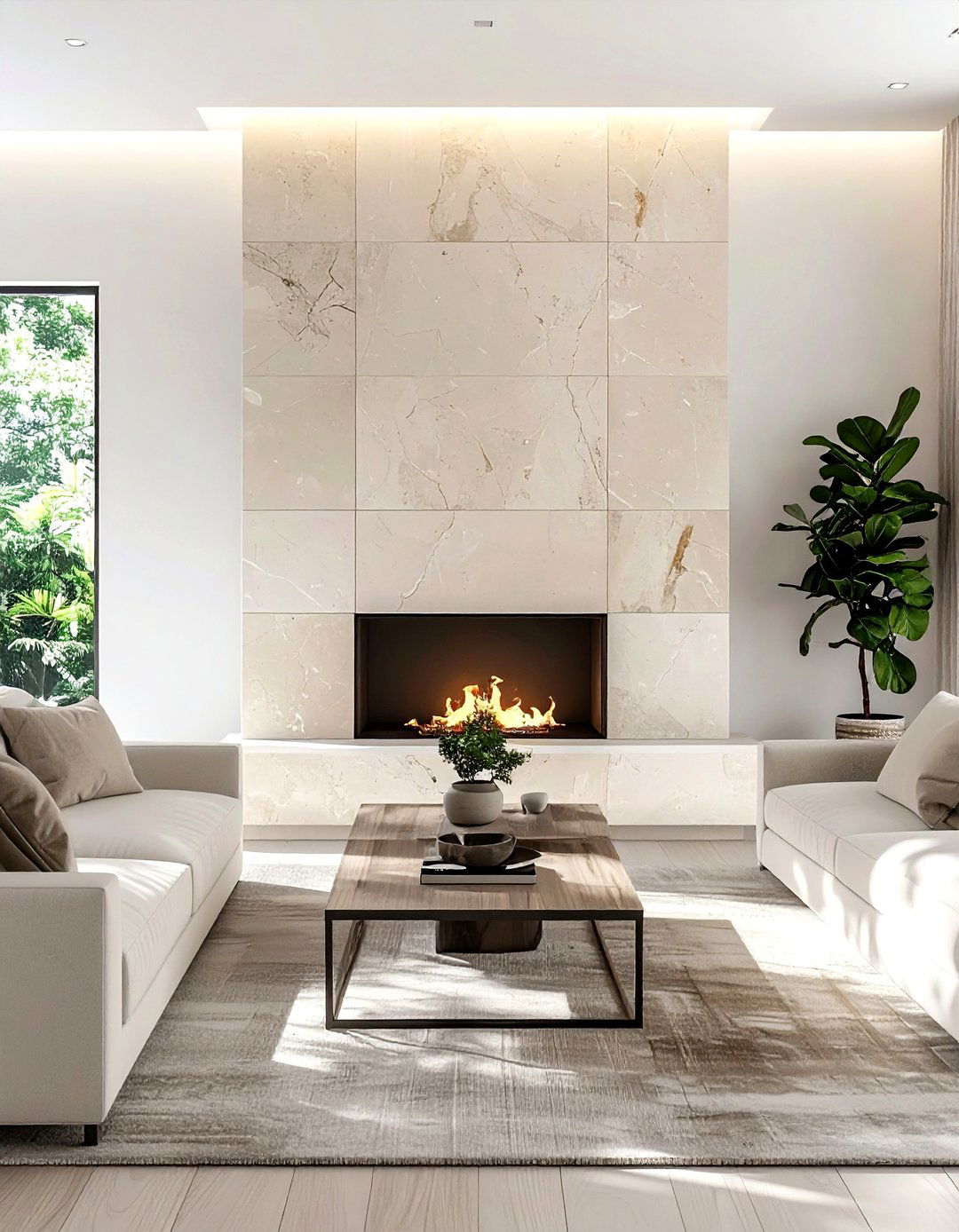 Limestone fireplace surround - 30 high-end decor ideas