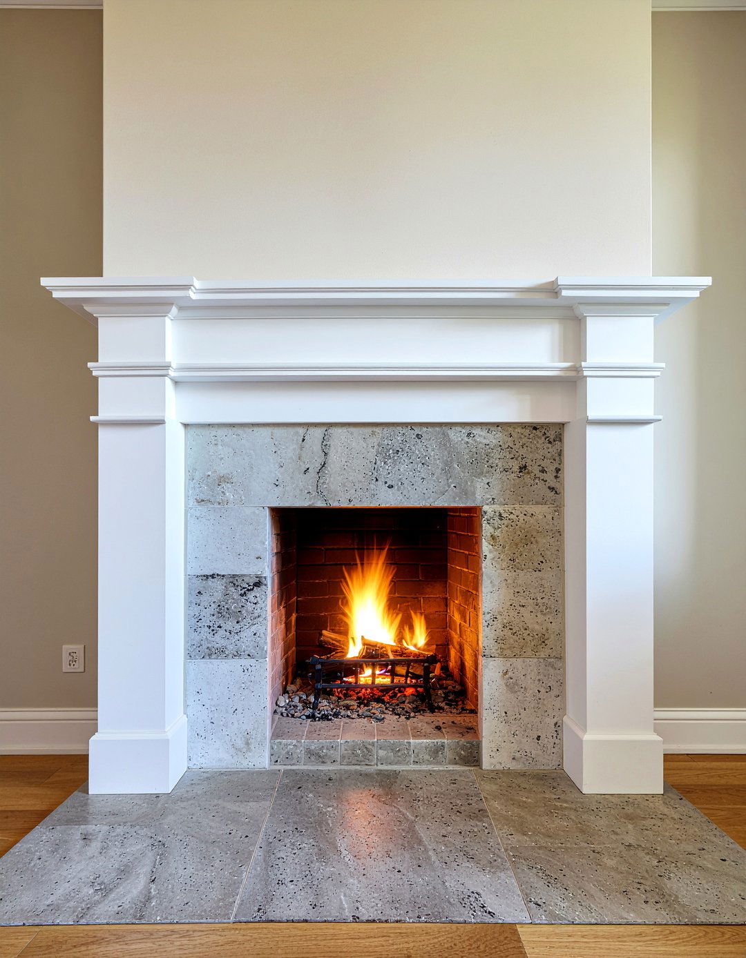 Limestone fireplace surround - 30 cashmere living room ideas