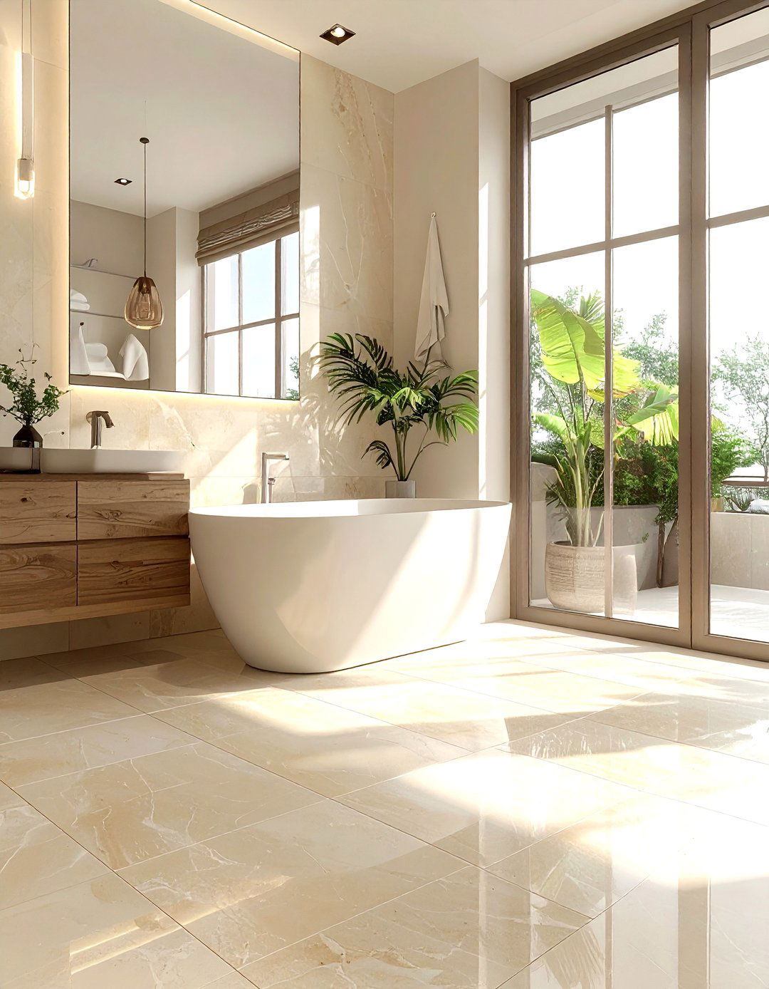 Limestone tile floor - 30 non-slip bathroom floor ideas