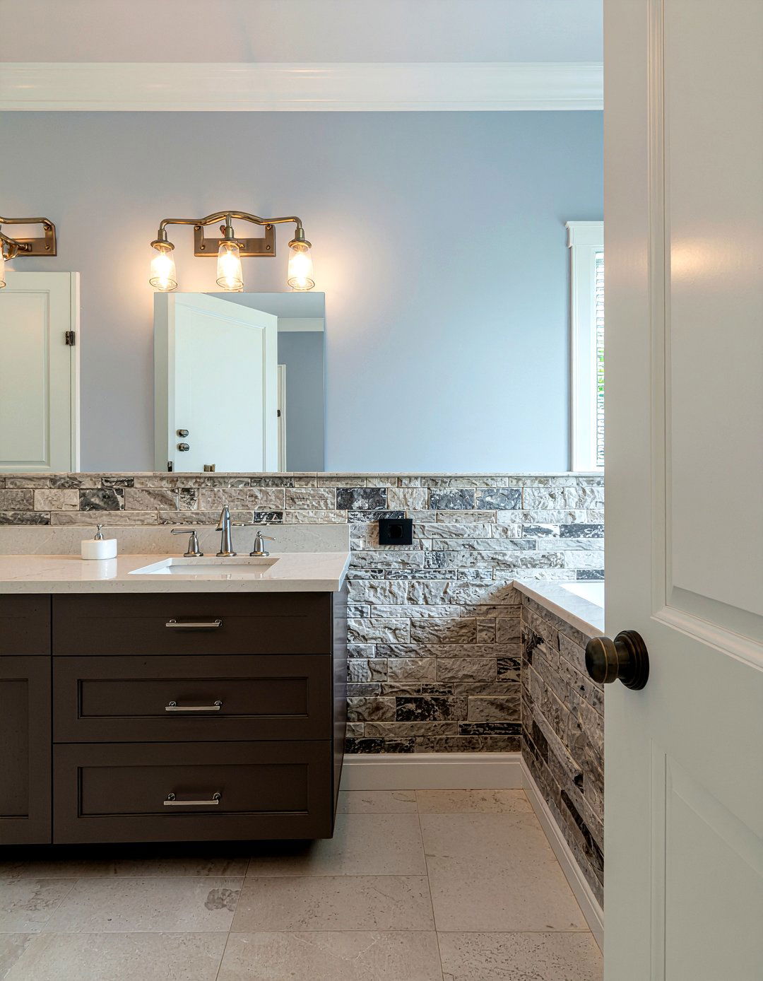 Limestone tile wainscoting - 30 limestone tile bathroom ideas