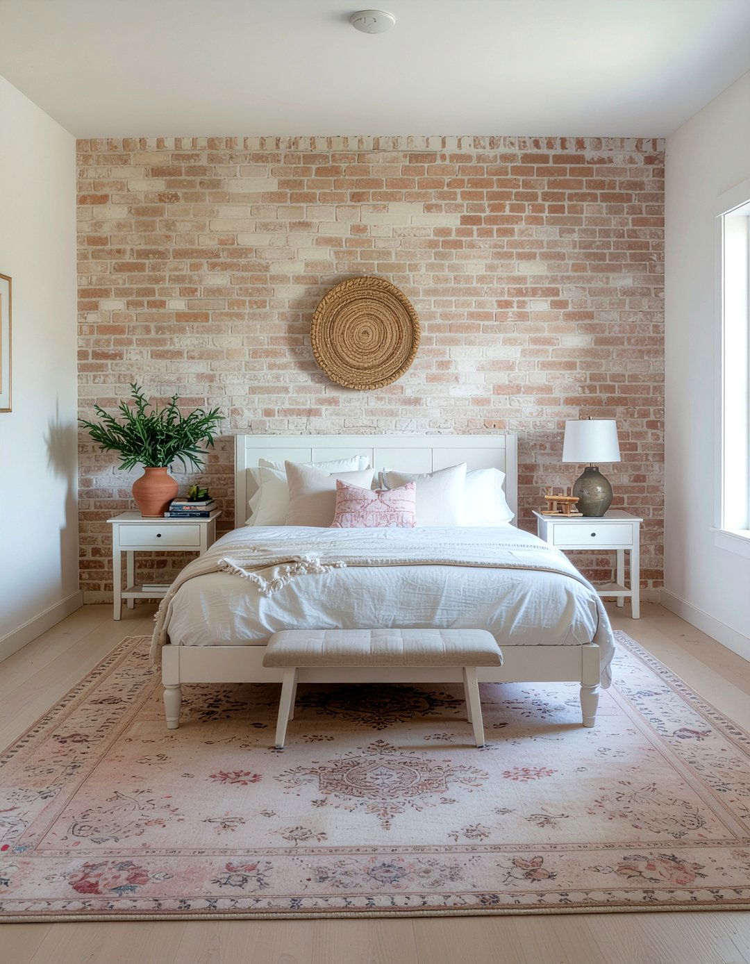 Limewash Brick Wall - 30 bedroom brick wall ideas