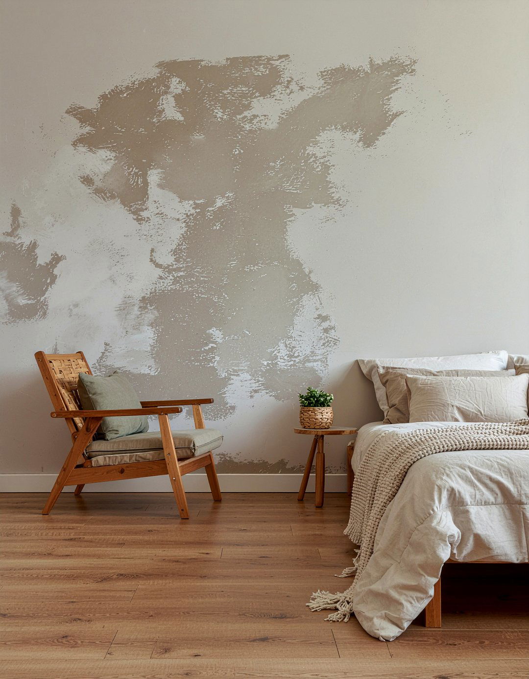 Limewash Finish - 30 bedroom feature wall ideas
