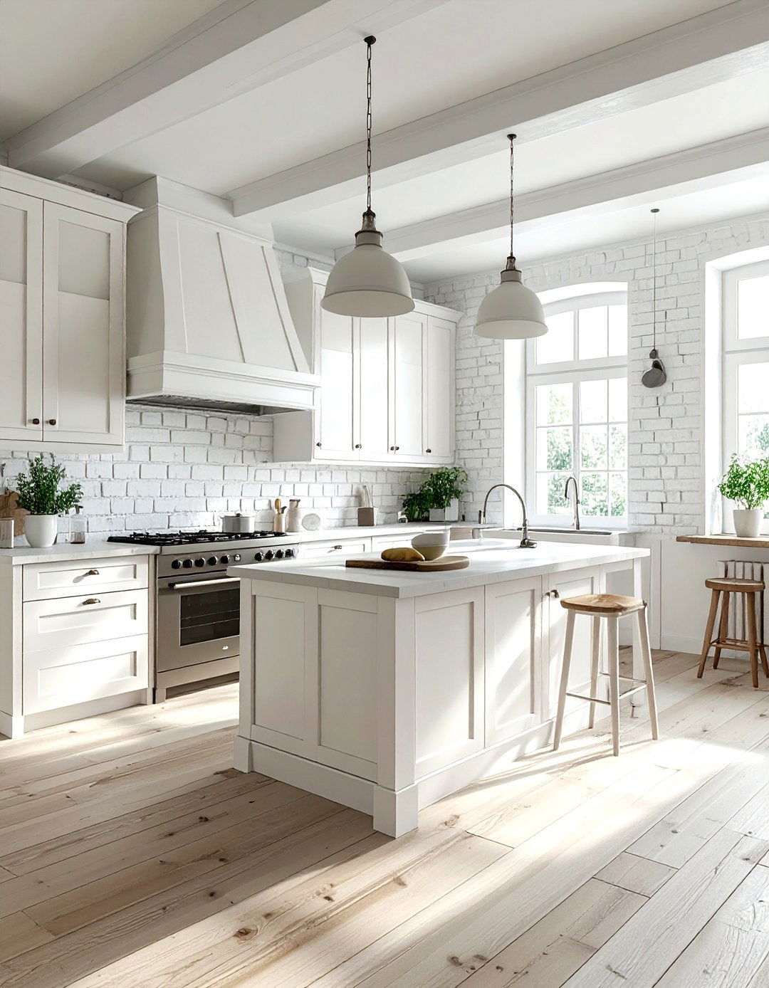 Limewash brick kitchen - 30 exposed brick kitchen ideas