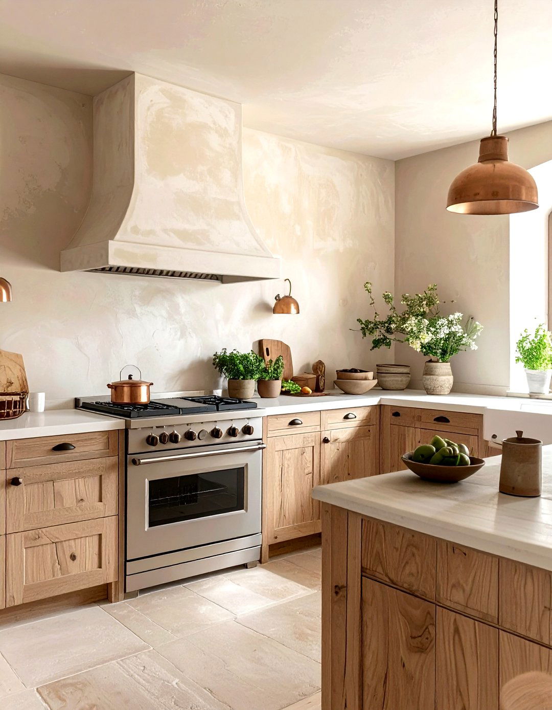 Limewash plaster walls kitchen - 30 French farmhouse kitchen ideas