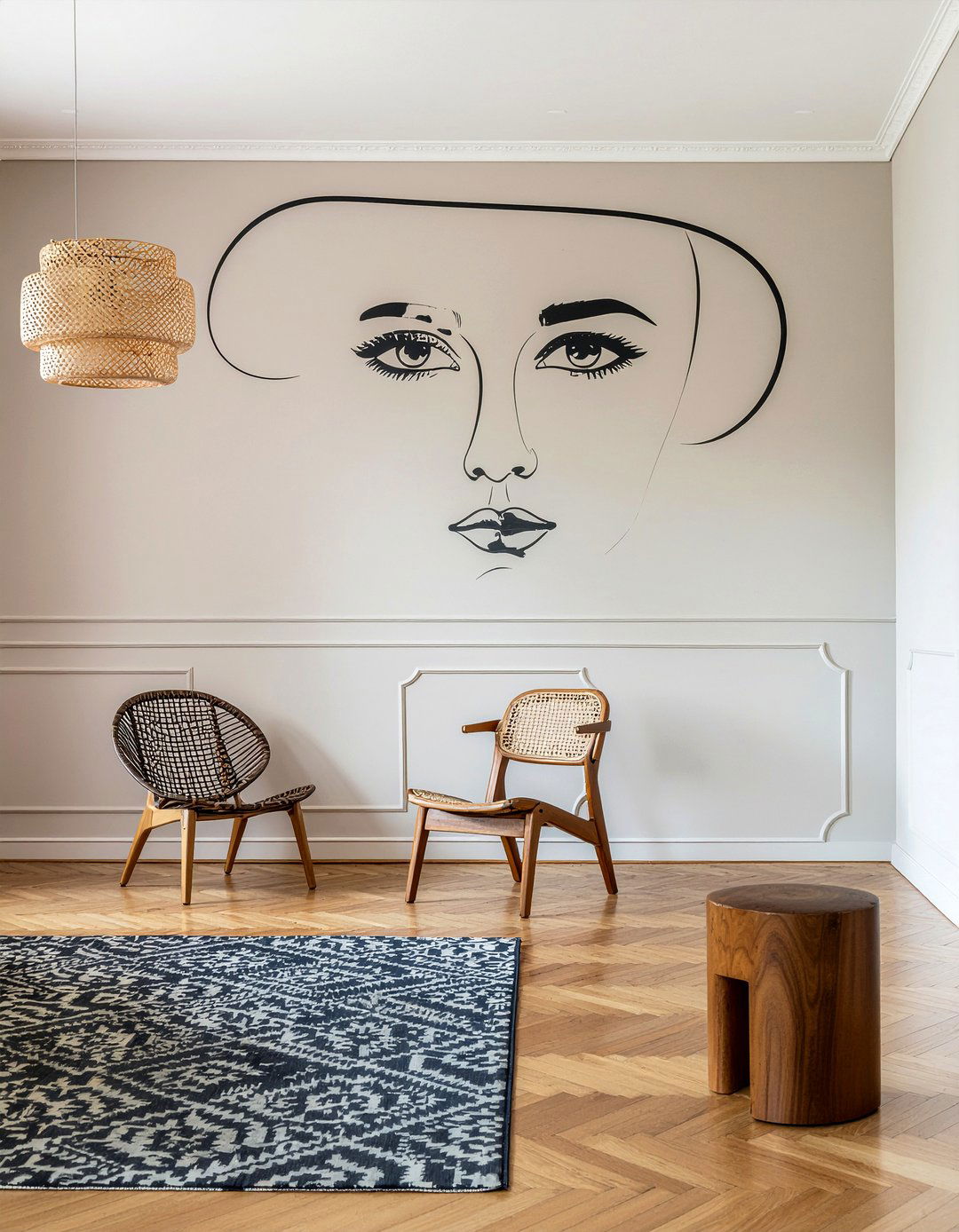 Line art wallpaper - 30 living room modern wallpapers