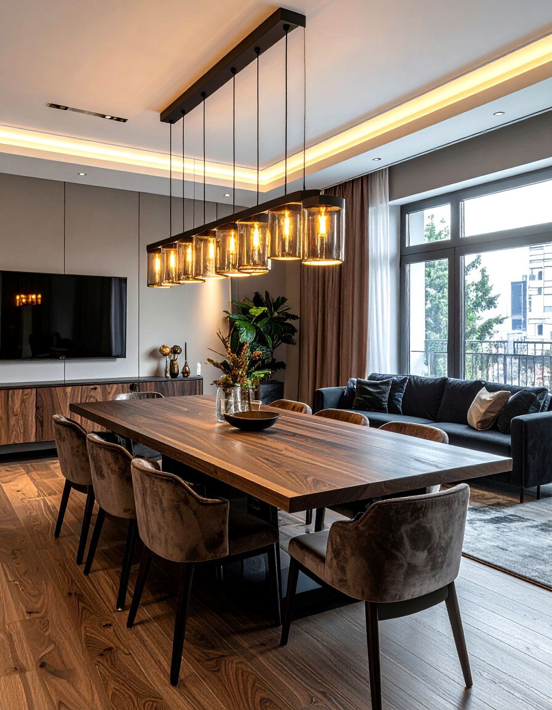 Linear Dining Chandelier - 30 dining room task lighting ideas