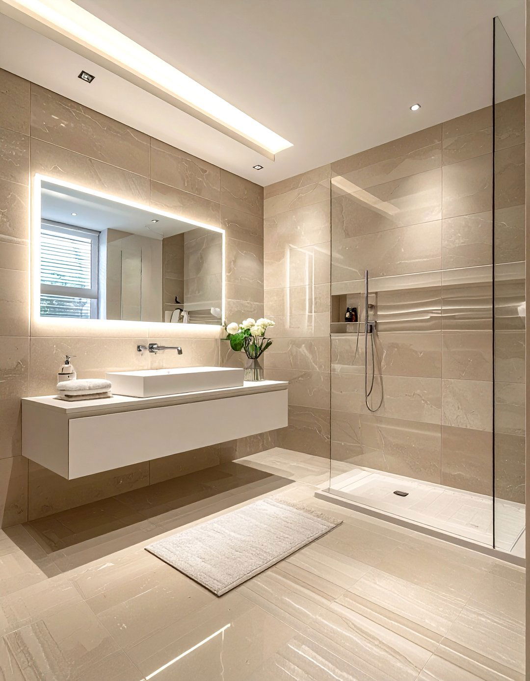 Linear Pattern Tile - 30 textured tile bathroom ideas