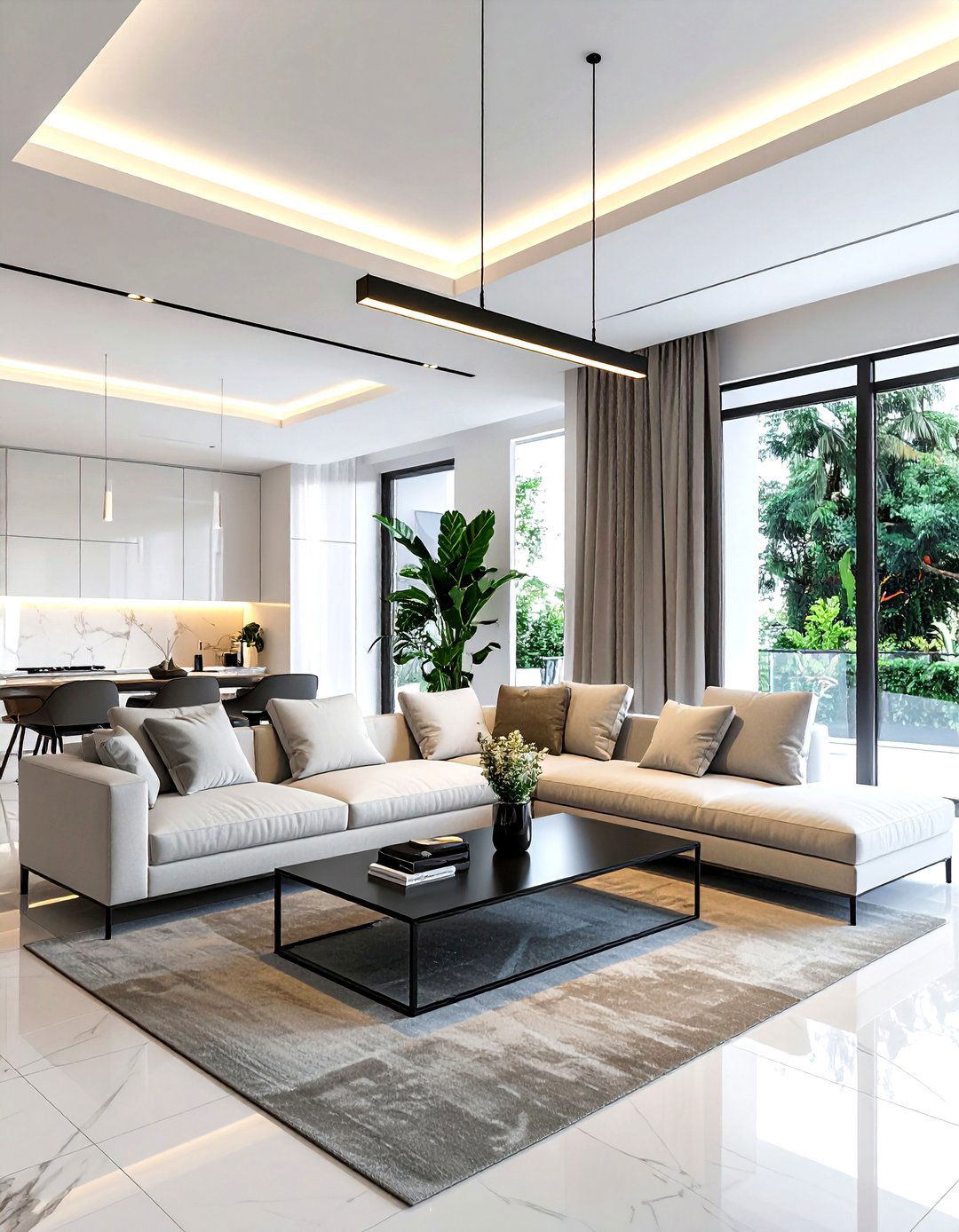 Linear Pendant Light - 30 living room pendant lighting ideas