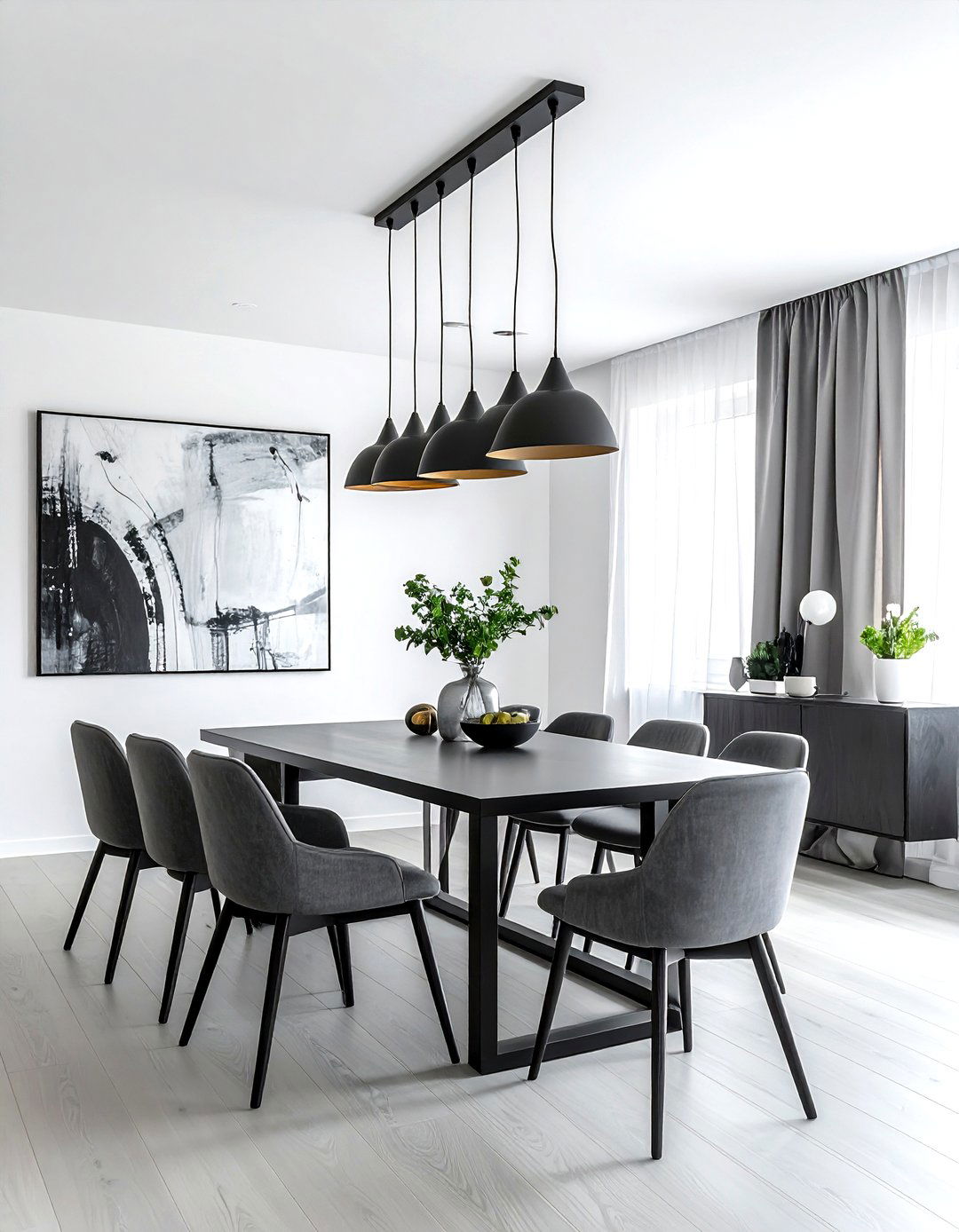 Linear industrial pendant dining table - 30 industrial chandelier dining room ideas
