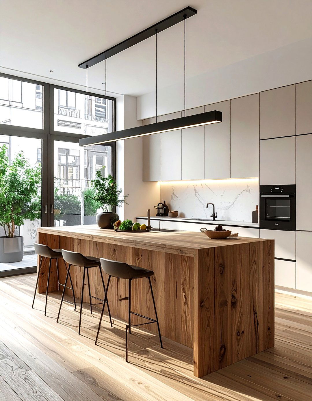 Linear suspension light - 30 kitchen ambient lighting ideas