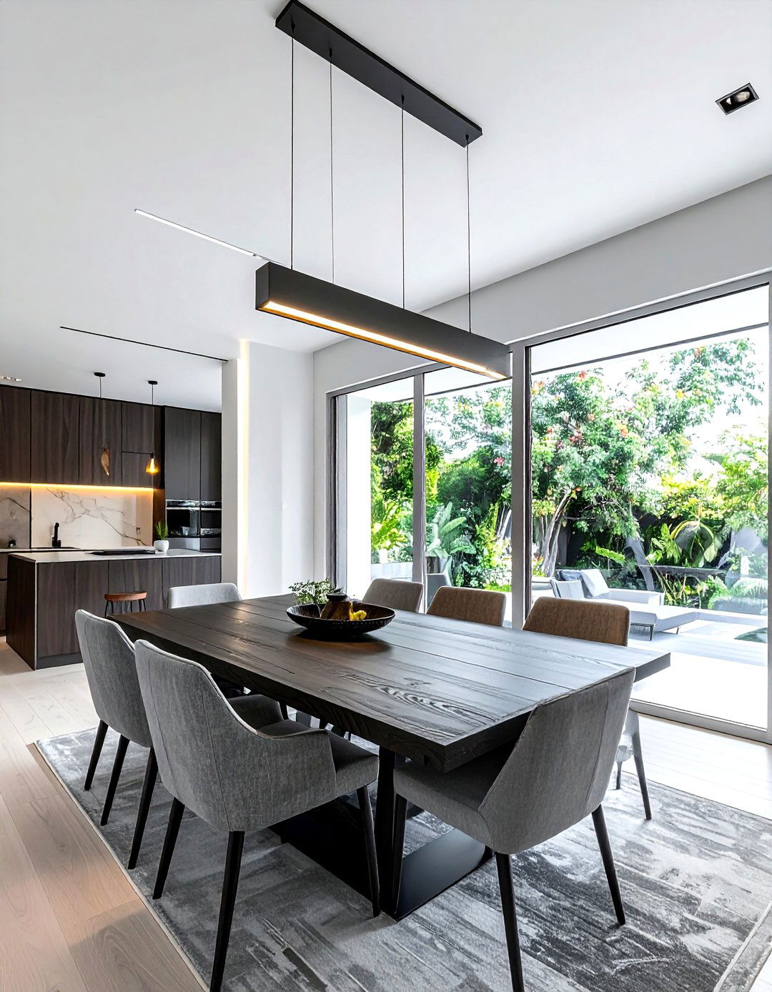 Linear suspension light for dining room - 30 dining room accent lighting ideas