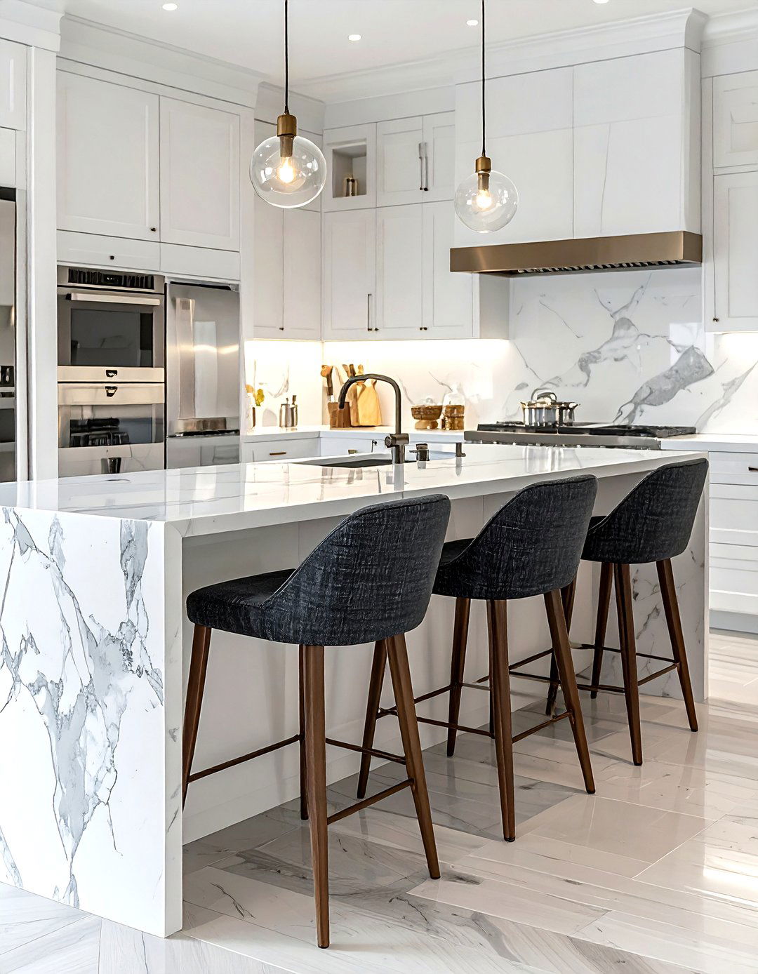 Linen Bar Stools - 30 linen kitchen ideas