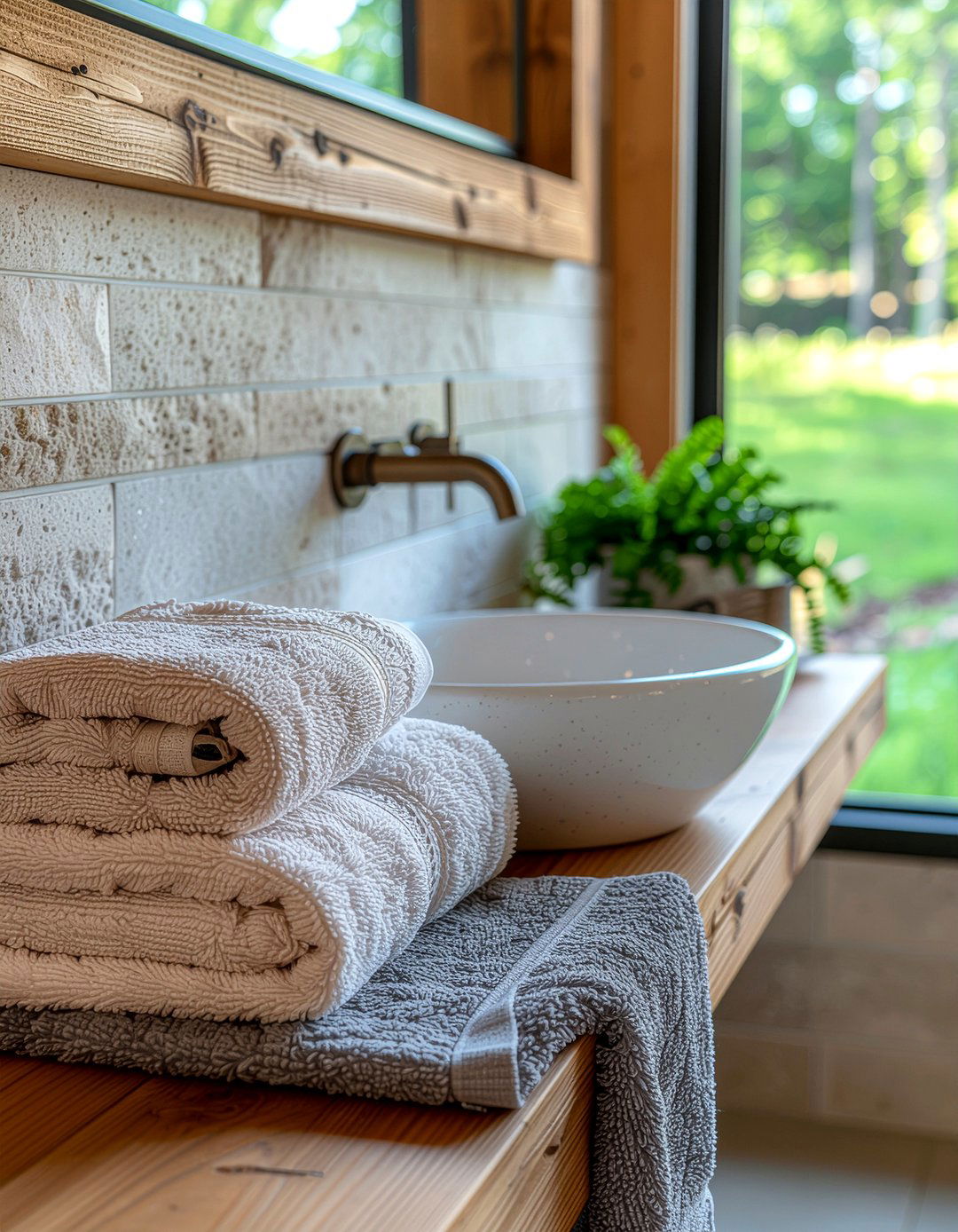 Linen Bathroom Towel - 30 nature-inspired bathroom ideas