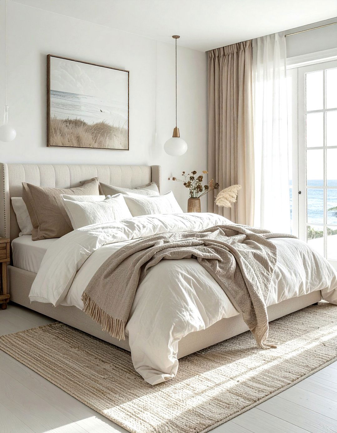 Linen Bedding Coastal Bedroom - 30 coastal beige bedroom ideas