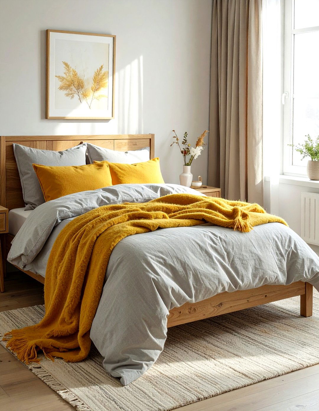 Linen Bedding With Mohair Throw - 30 mixed texture decor ideas
