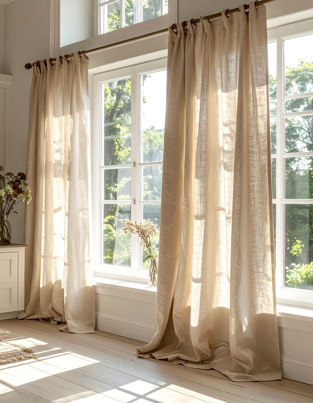 Linen Cafe Curtains - 30 linen decor ideas