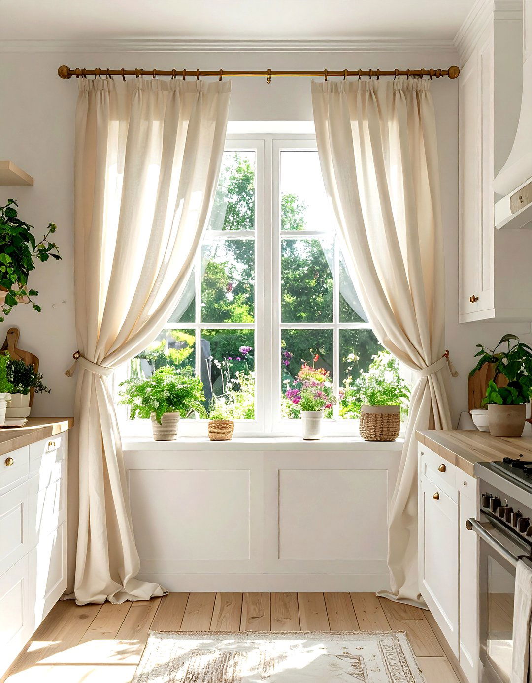 Linen Cafe Curtains - 30 linen kitchen ideas