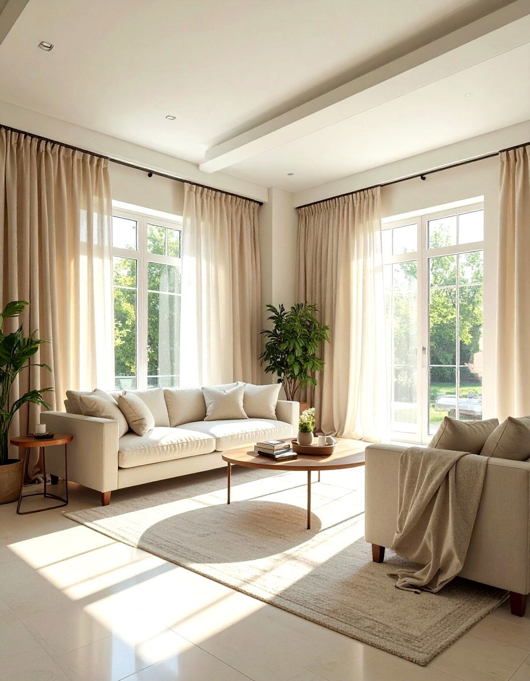 Linen Curtain Living Room - 30 minimalist cream living room ideas