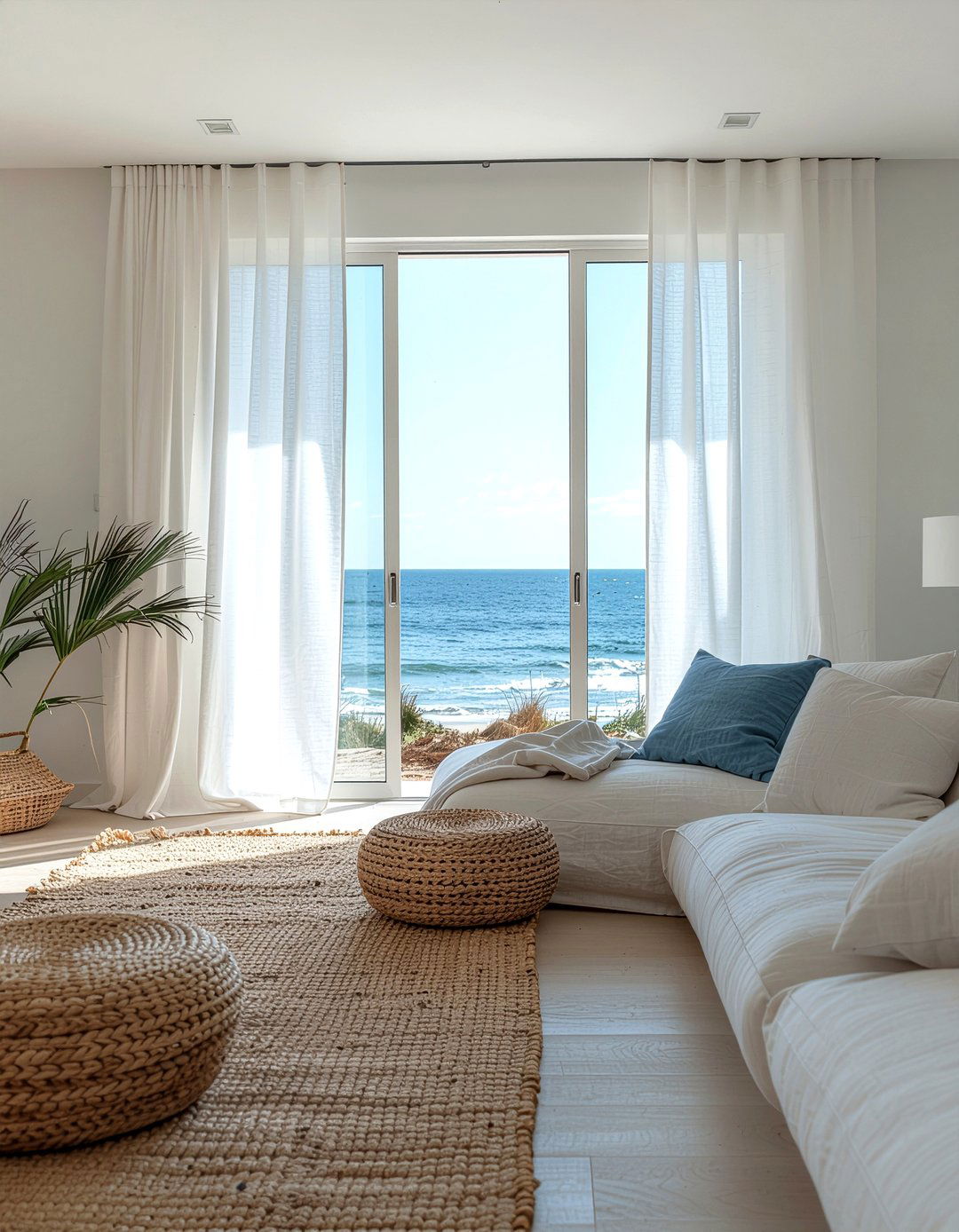 Linen Curtains - 30 coastal living room ideas