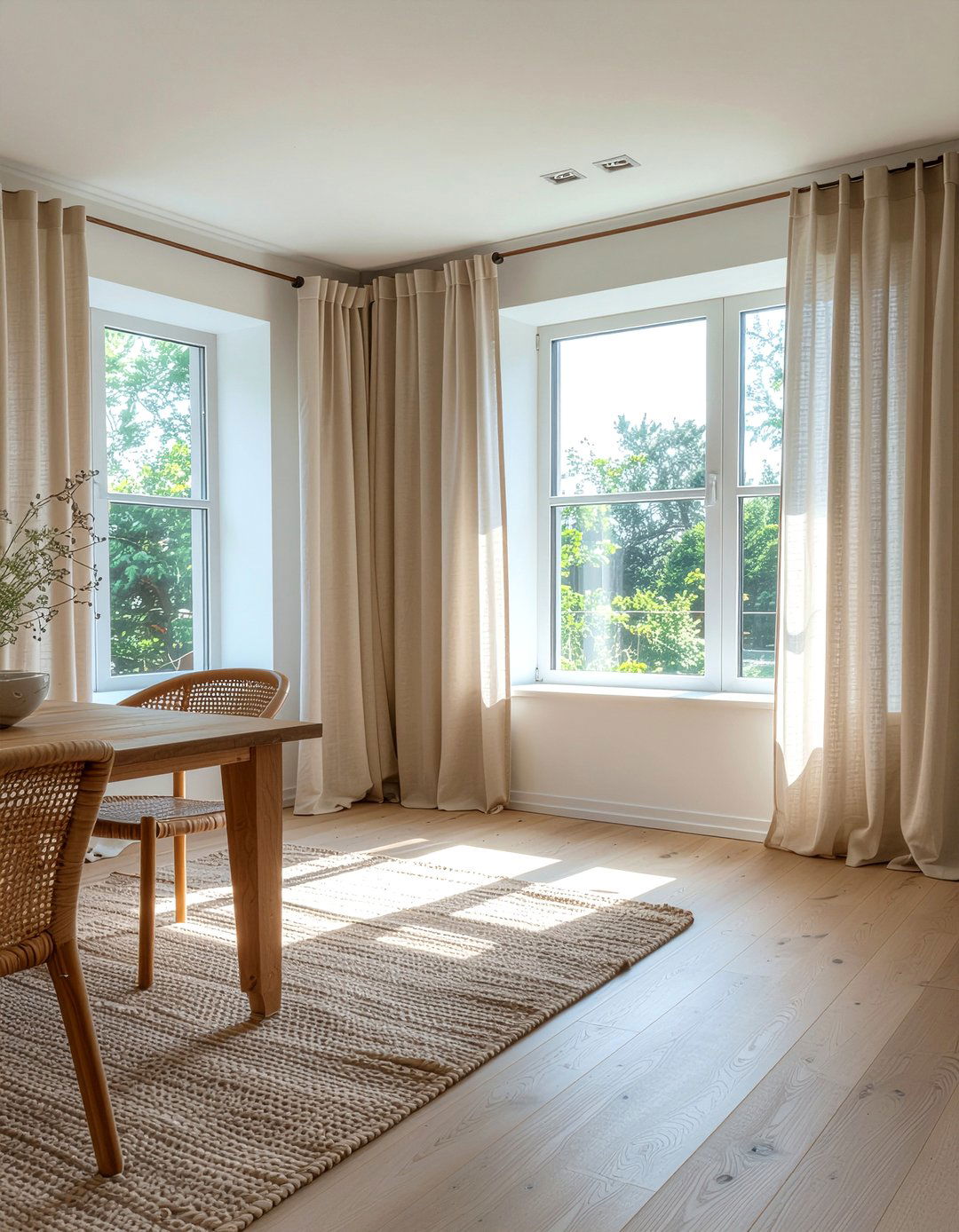 Linen Curtains - 30 cozy dining room ideas