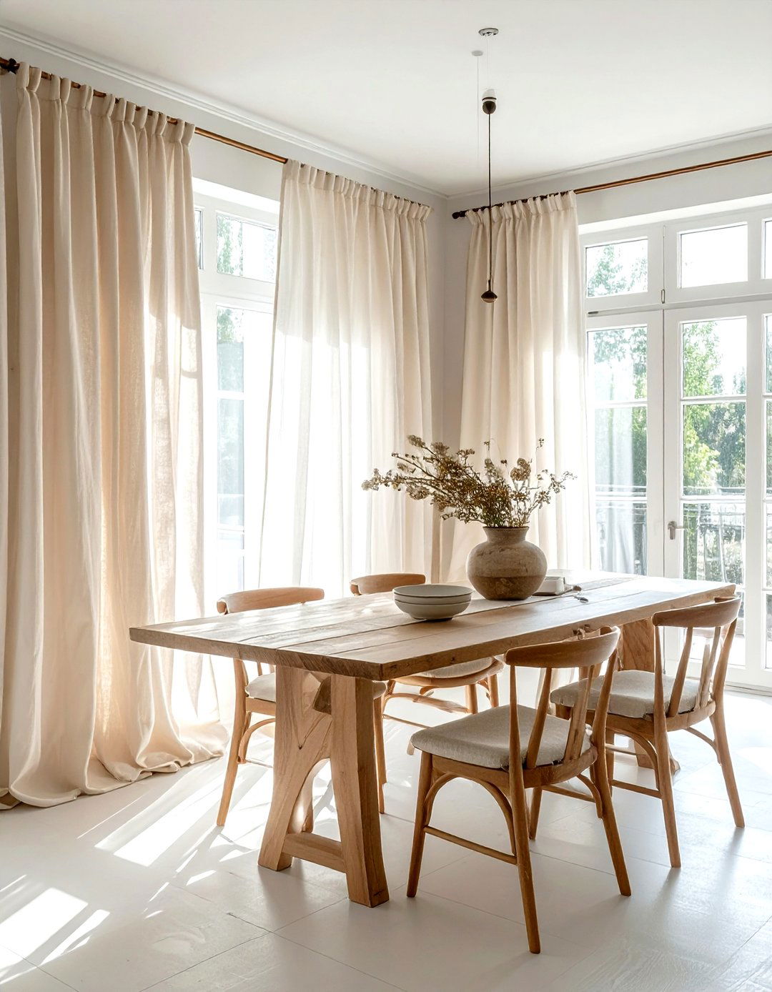 Linen Curtains Dining Room - 30 wellness dining room ideas
