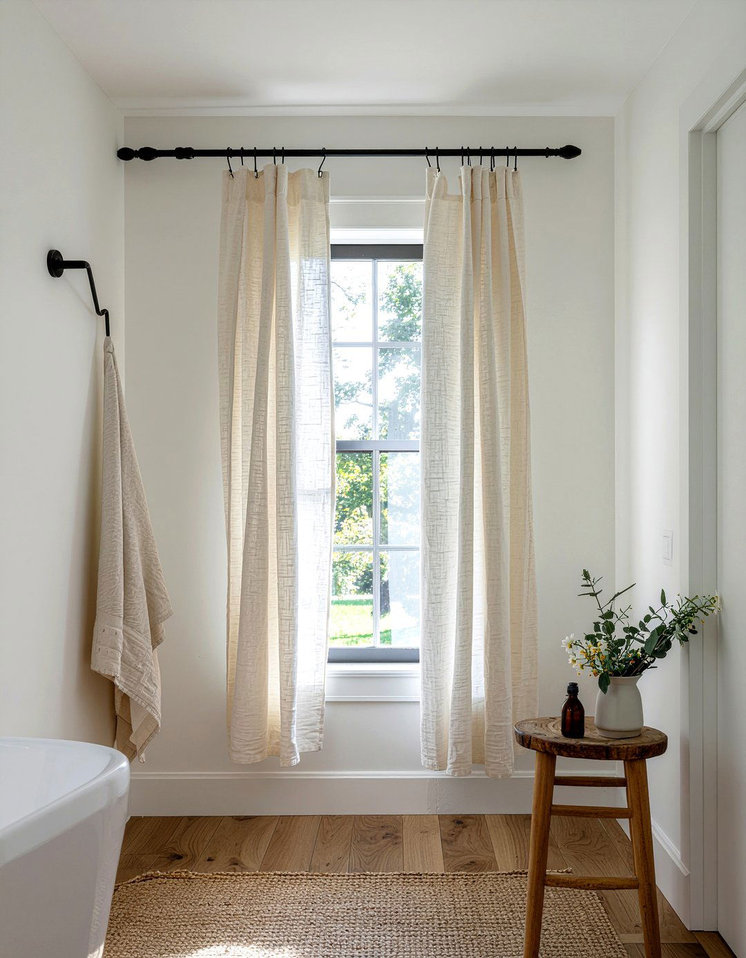 Linen Curtains - 30 bathroom charm ideas