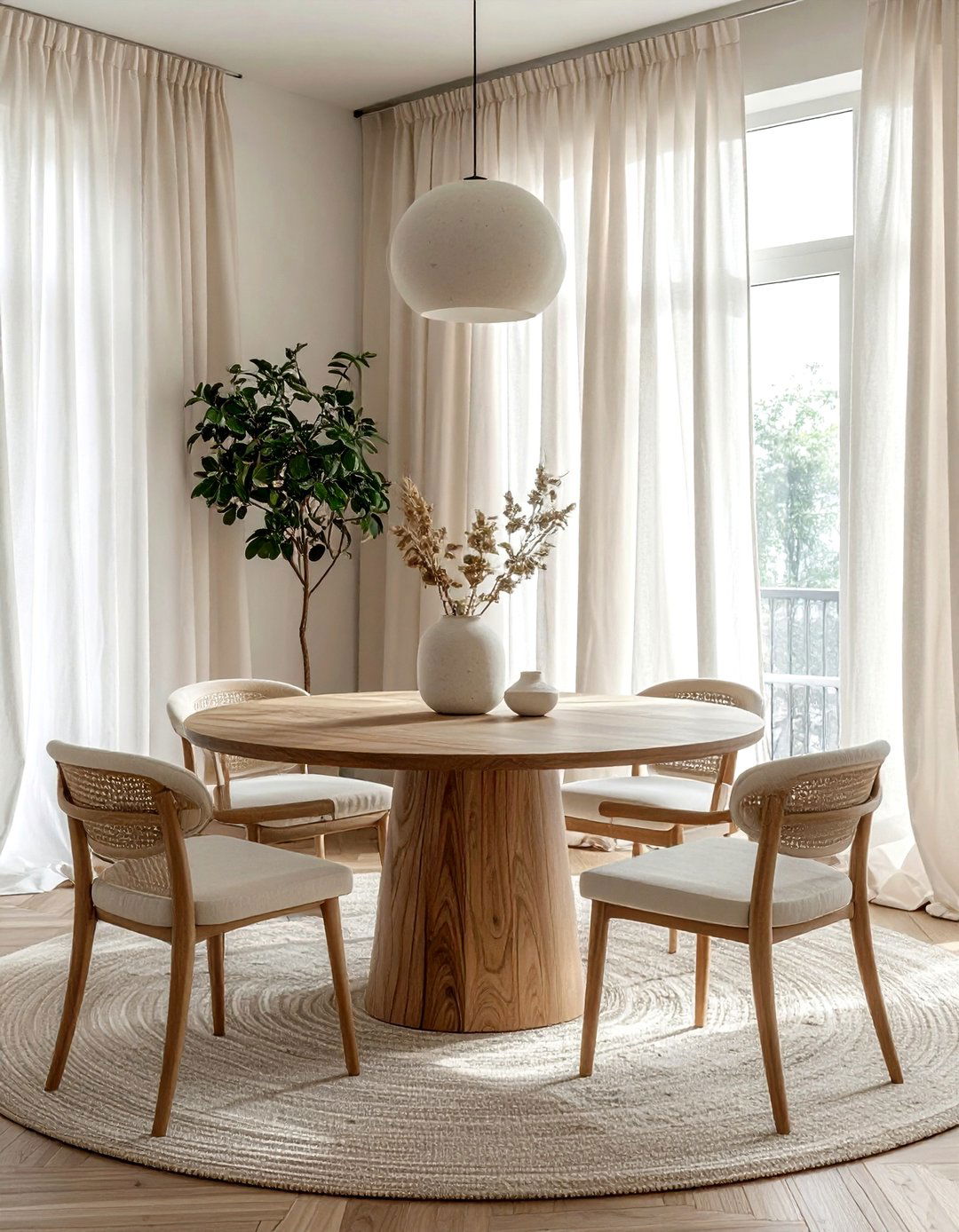 Linen Drapery Dining Room - 30 textured dining room ideas