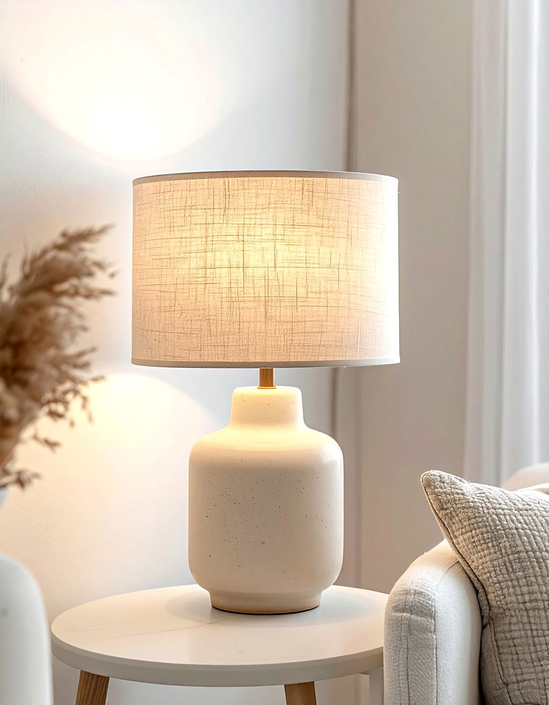 Linen Drum Lampshade - 30 linen decor ideas