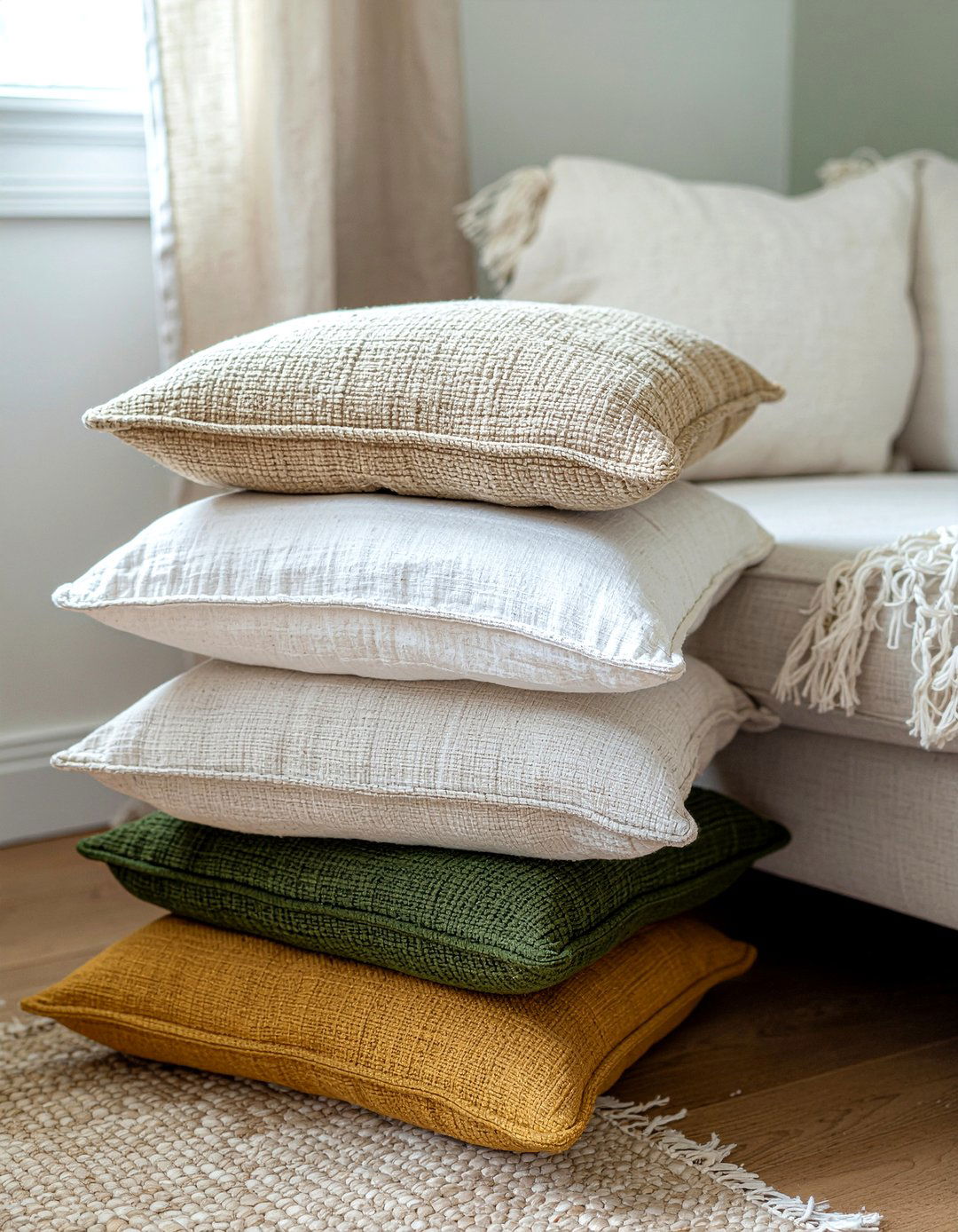 Linen Floor Cushions - 30 linen living room ideas