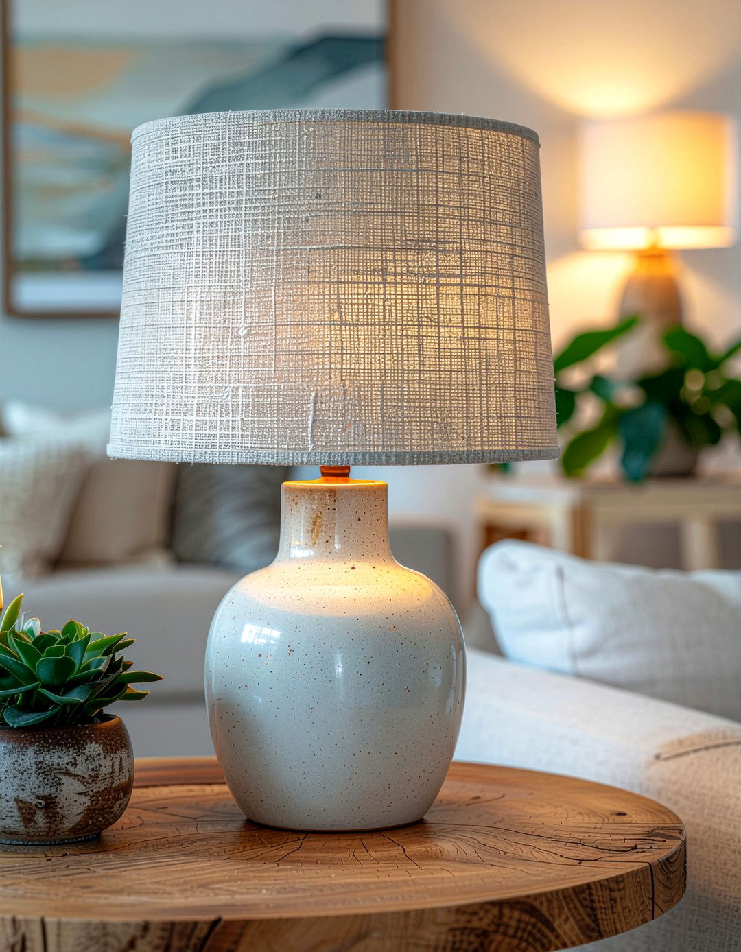 Linen Lampshade - 30 linen living room ideas