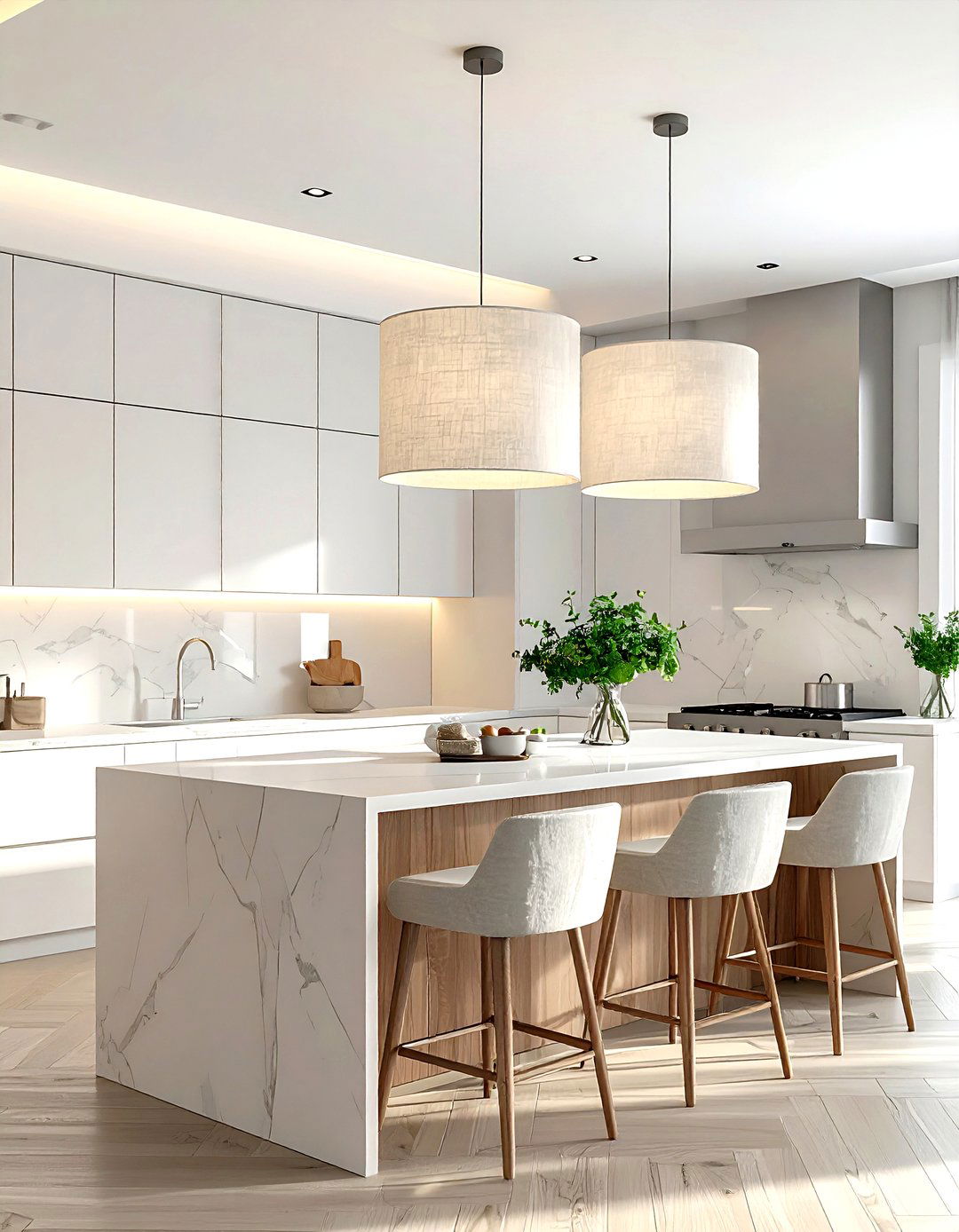 Linen Pendant Lights - 30 linen kitchen ideas