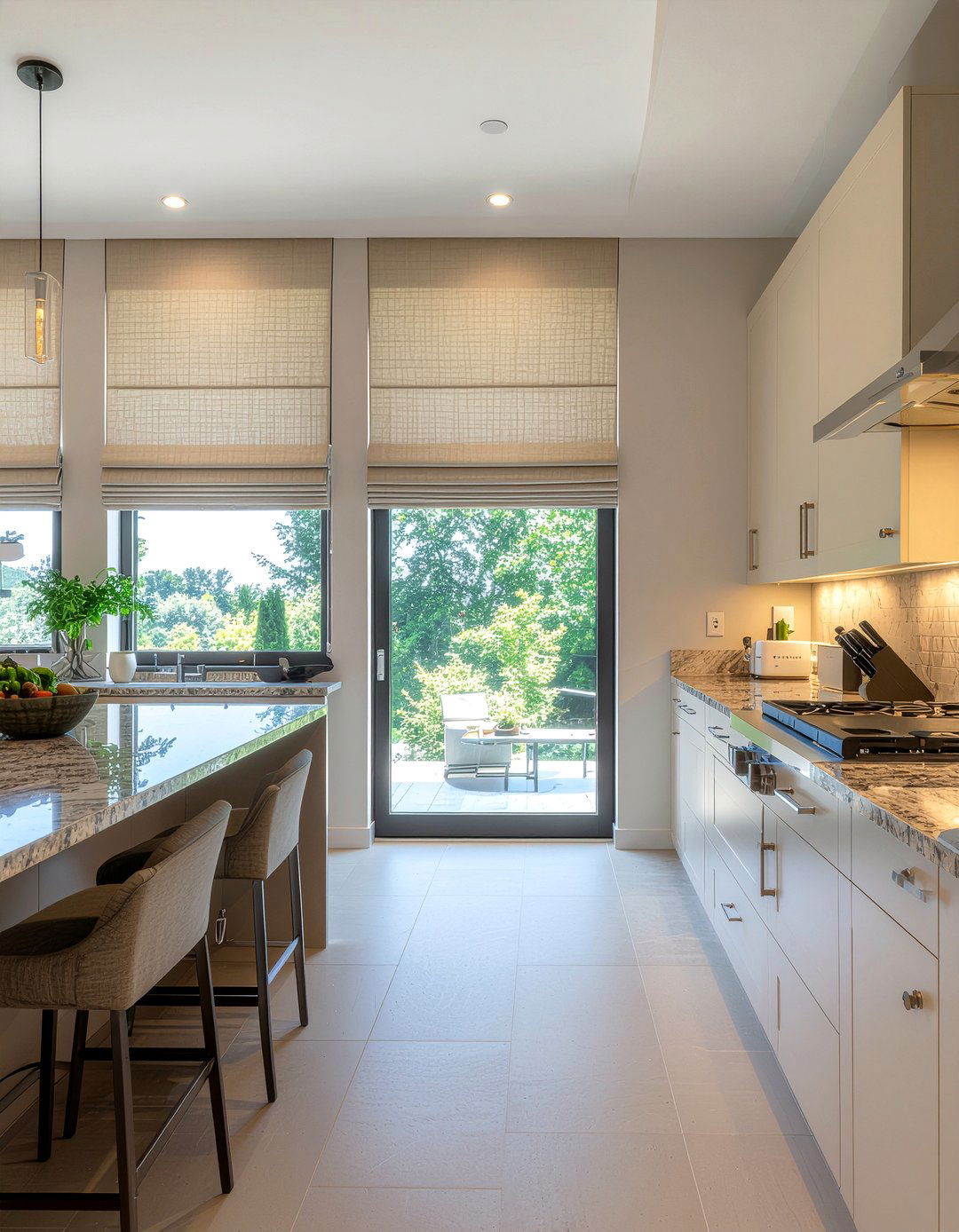 Linen Roman Shades - 30 kitchen window treatment ideas