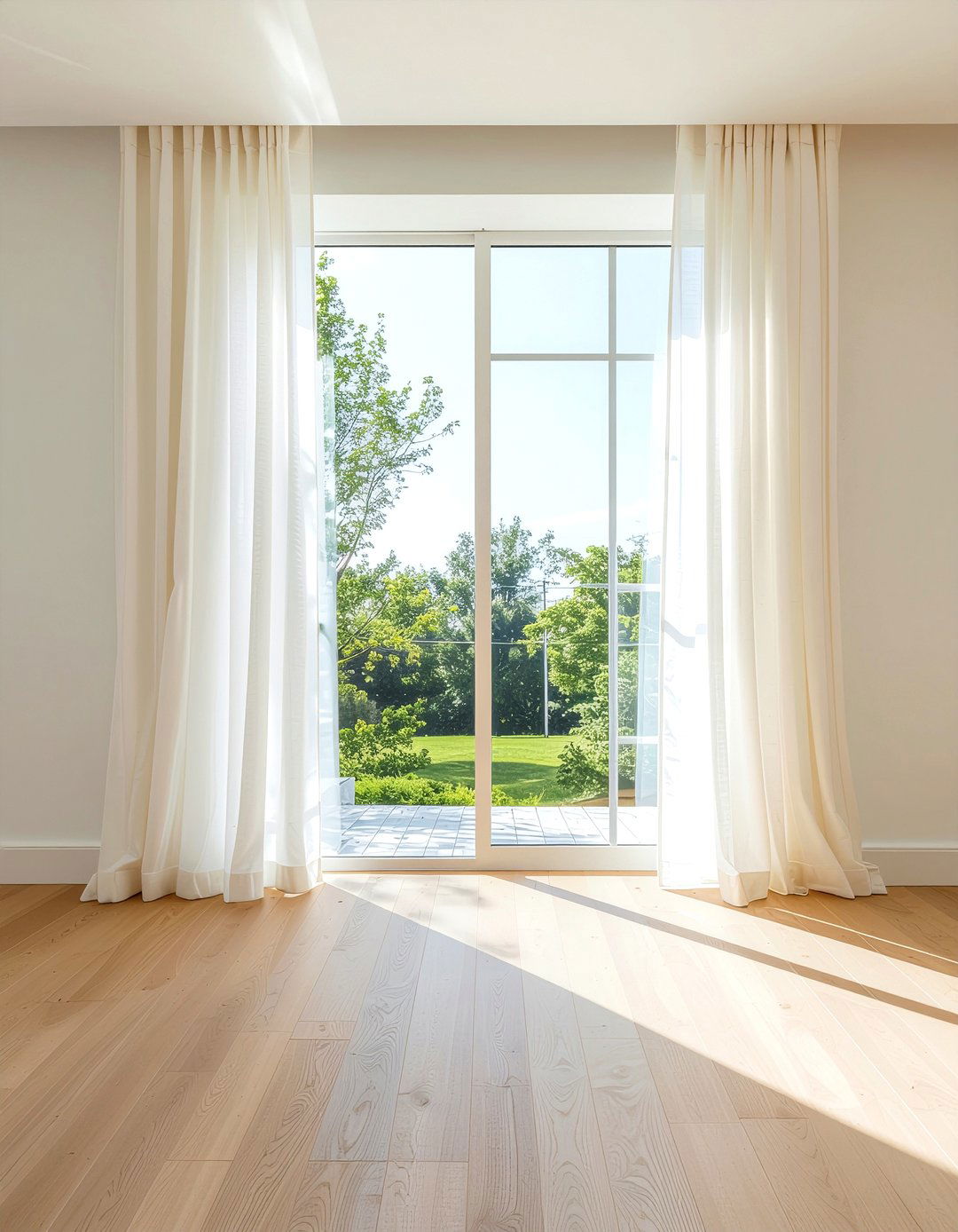 Linen Sheer Curtains - 30 warm minimalist living room ideas