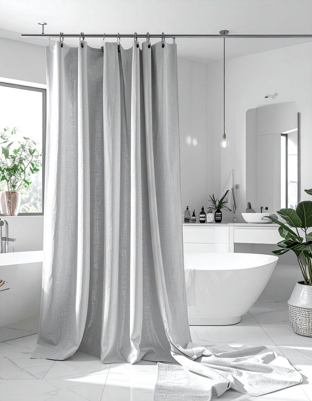 Linen Shower Curtain - 30 linen decor ideas