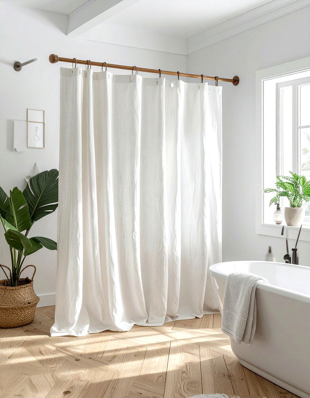 Linen Shower Curtain - 30 serene bathroom ideas