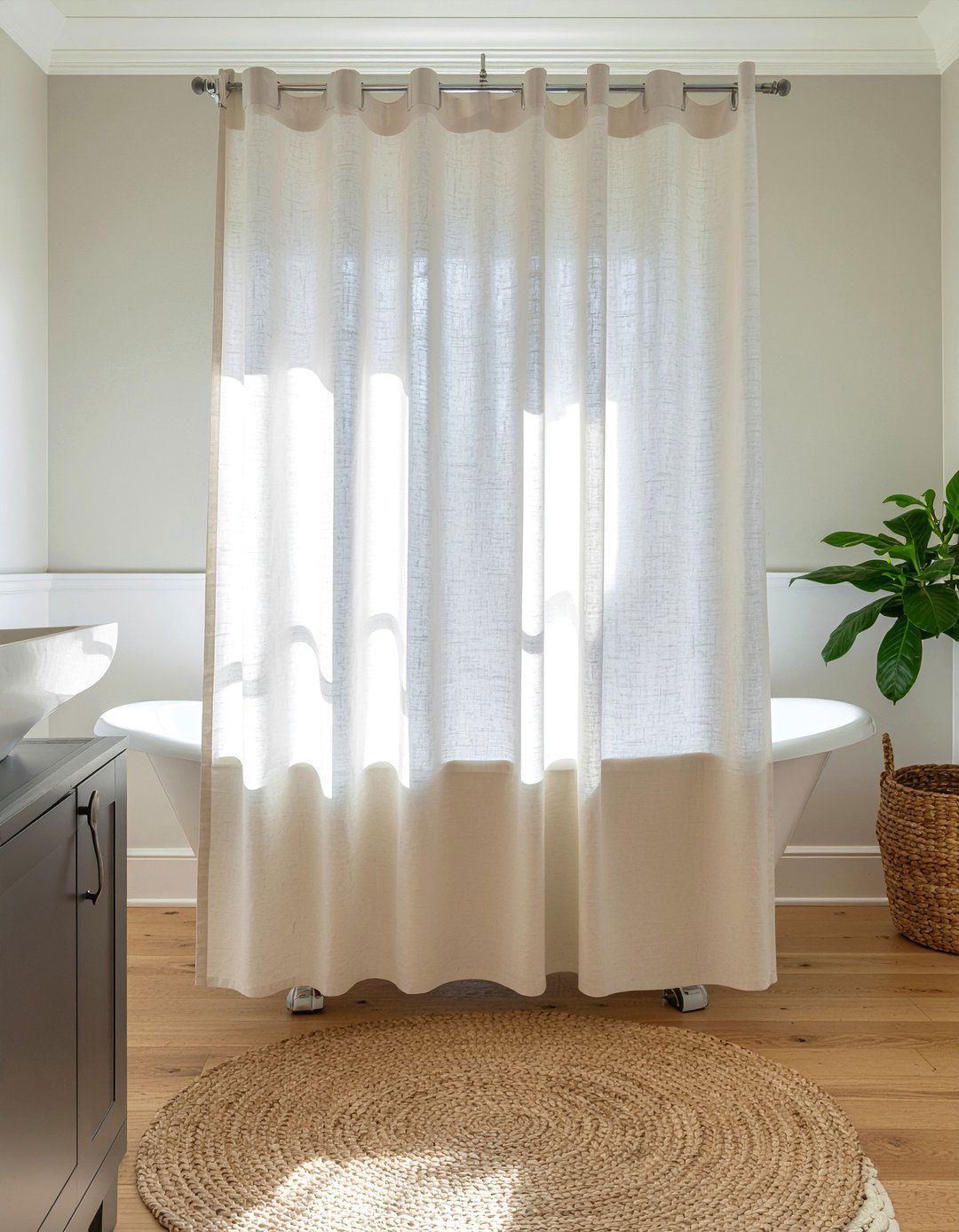 Linen Shower Curtain - 30 bathroom textile accent ideas