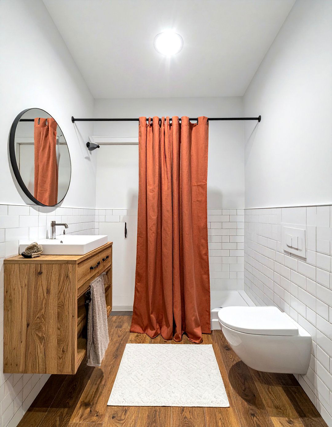 Linen Shower Curtain - 30 earthy bathroom ideas