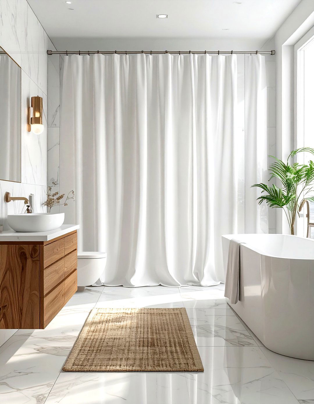 Linen Shower Curtain - 30 linen accent ideas