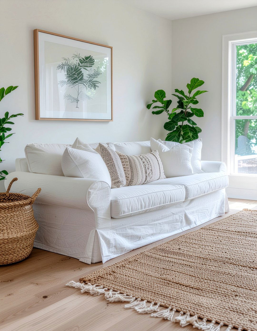 Linen Slipcovered Sofa - 30 living room French furniture ideas