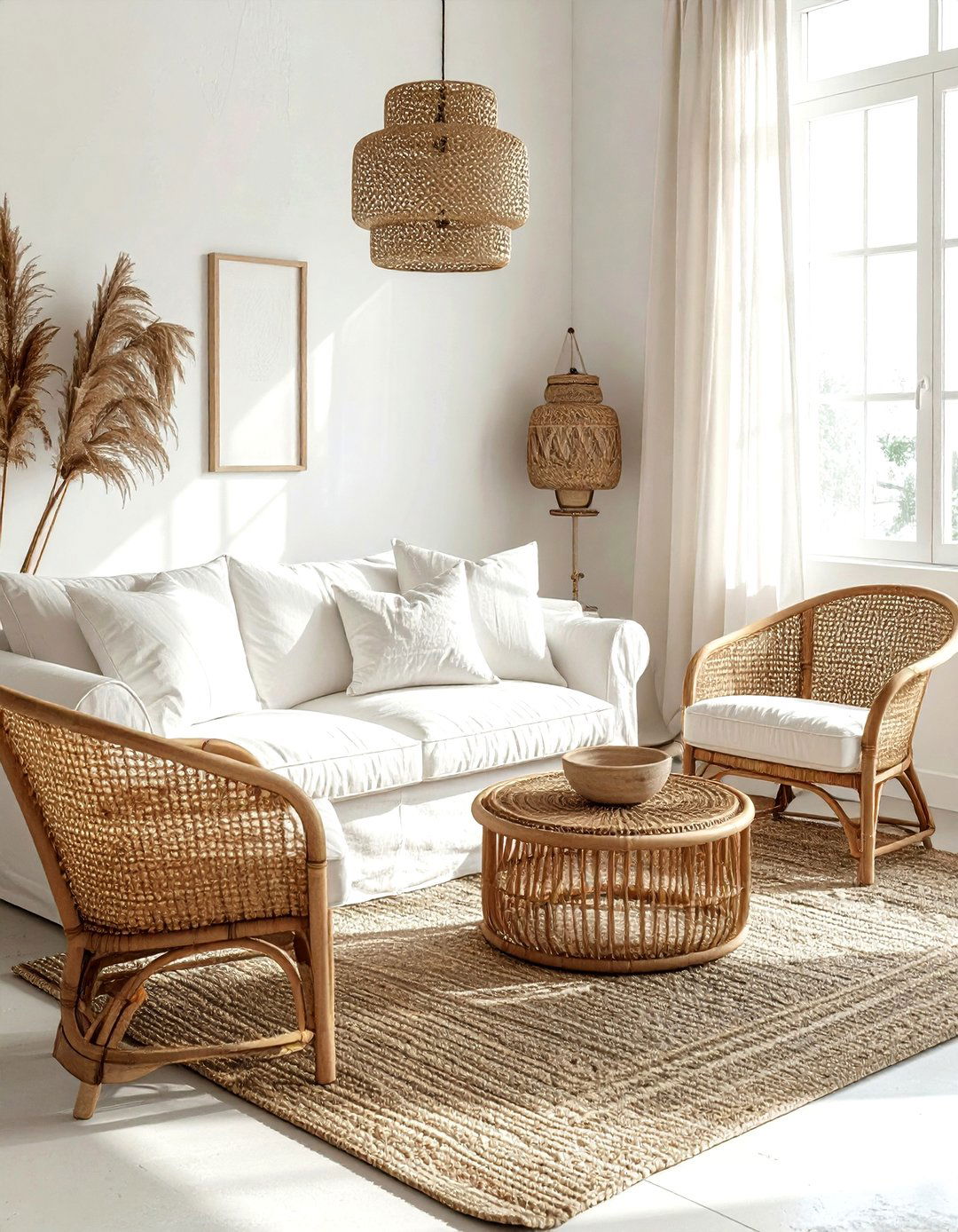 Linen Sofa And Rattan Chairs - 30 living room sofa and chairs ideas