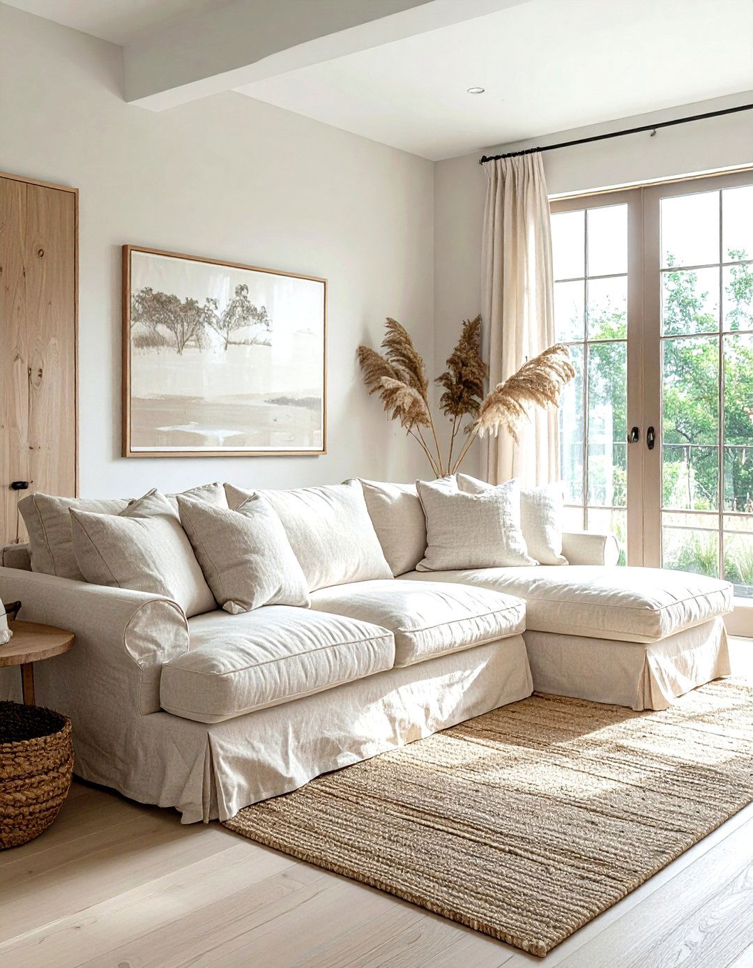 Linen Sofa Living Room - 30 farmhouse beige living room ideas