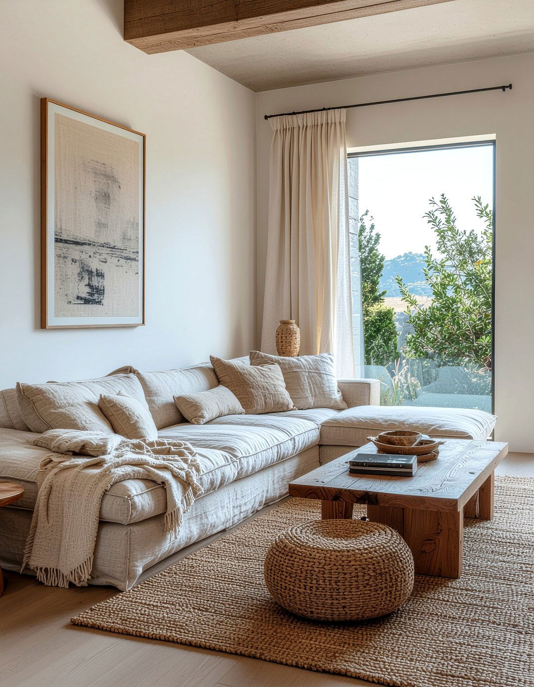 Linen Sofa Living Room - 30 nature themed living room ideas