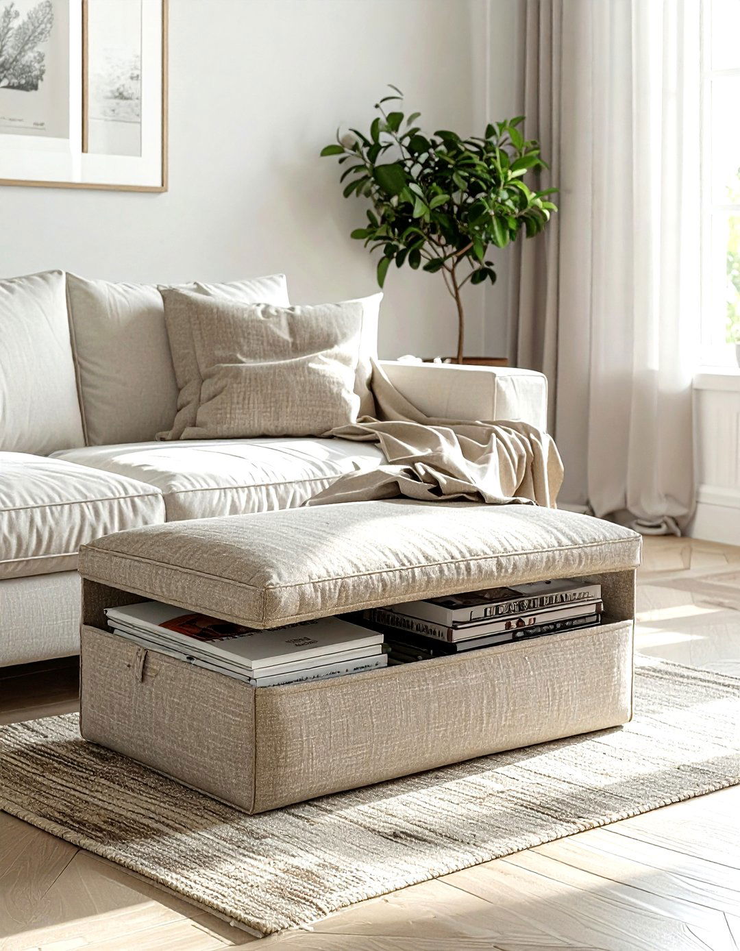 Linen Storage Ottoman - 30 living room ottomans